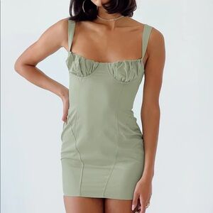 Princess Polly BE MINE MINI DRESS GREEN NWT